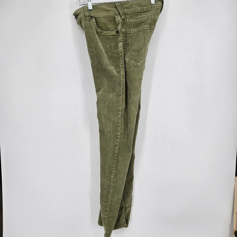 True Religion Corduroy Pants Mens 29 Green Relaxed Slim Jeans Geno Stretch